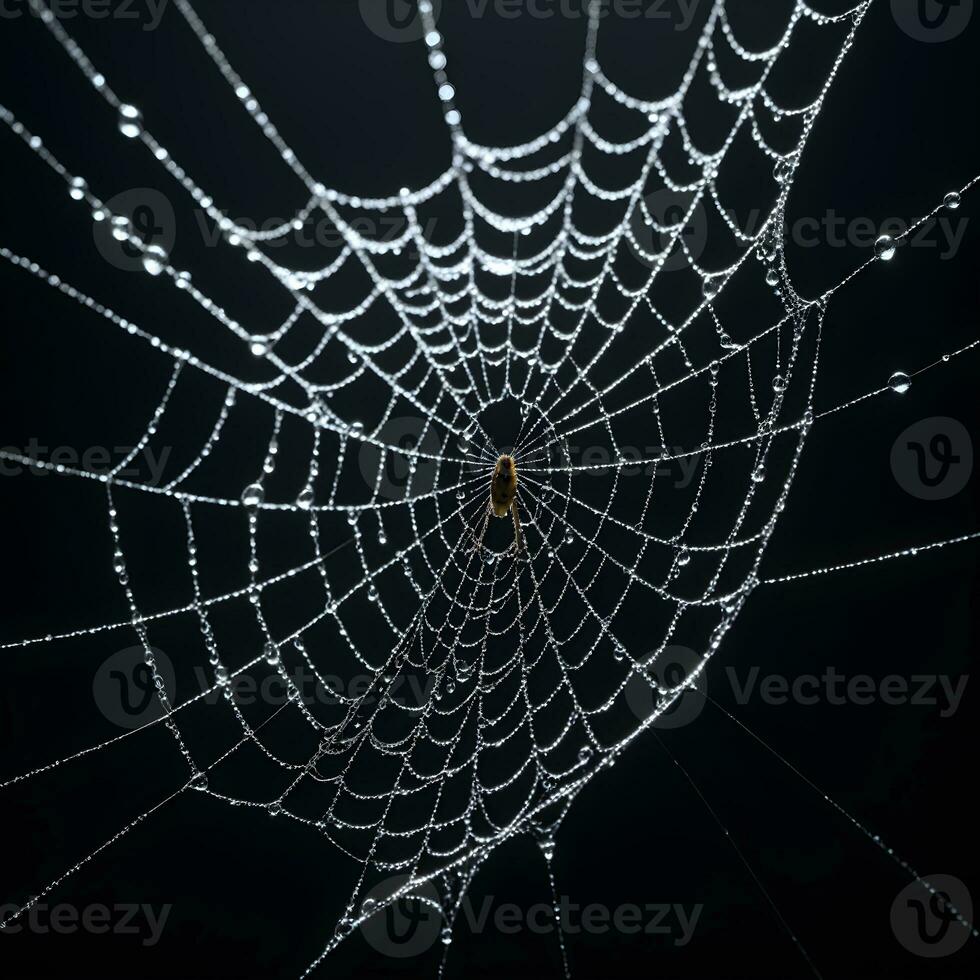 AI generated Spider Web Isolated in Black Background Ai Generative photo