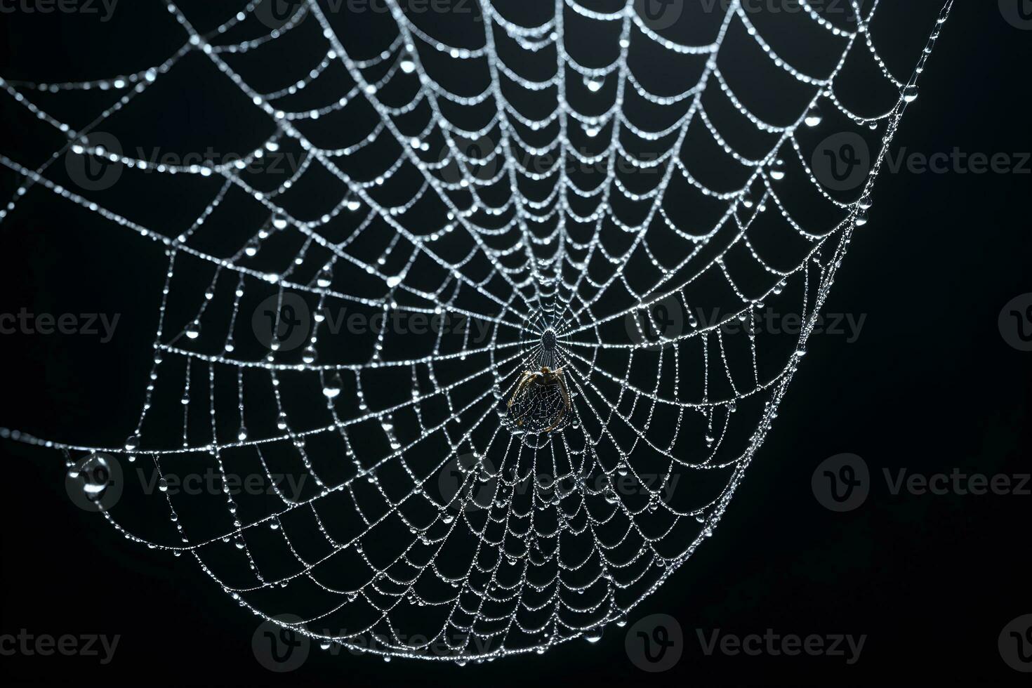 AI generated Spider Web Isolated in Black Background Ai Generative photo