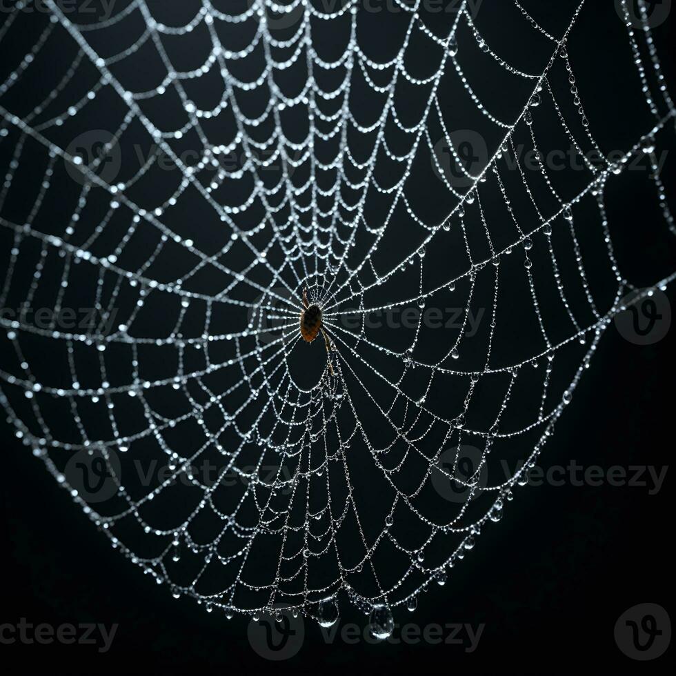 AI generated Spider Web Isolated in Black Background Ai Generative photo