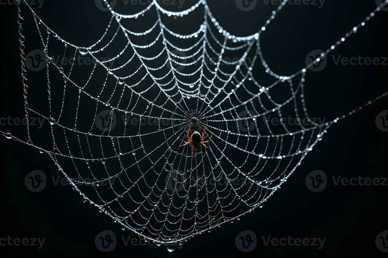 AI generated Spider Web Isolated in Black Background Ai Generative photo