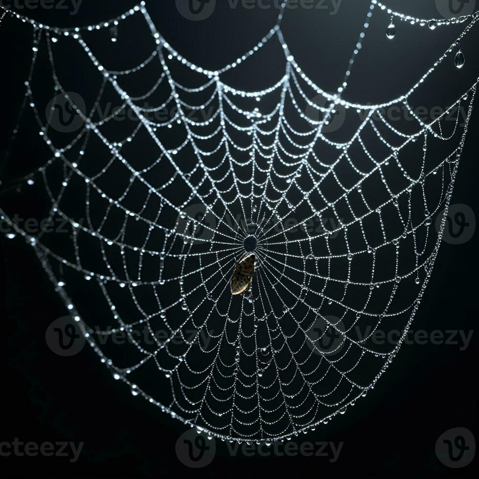 AI generated Spider Web Isolated in Black Background Ai Generative photo