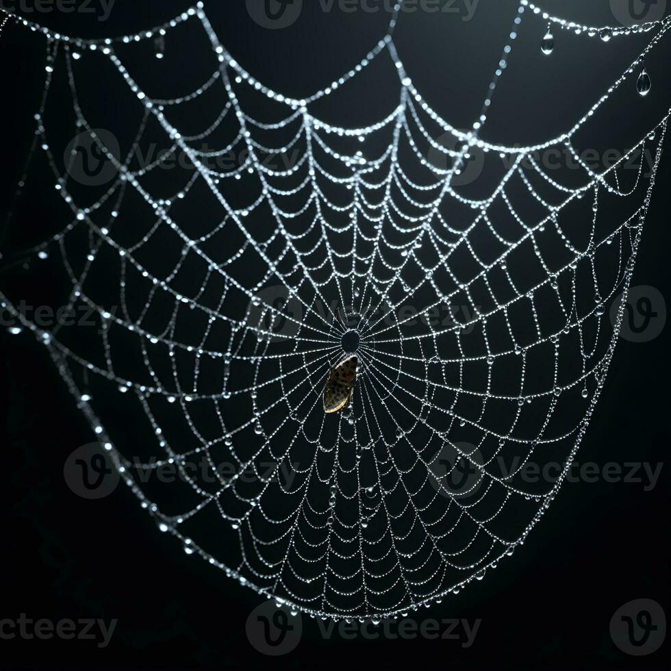 ai generado araña web aislado en negro antecedentes ai generativo foto