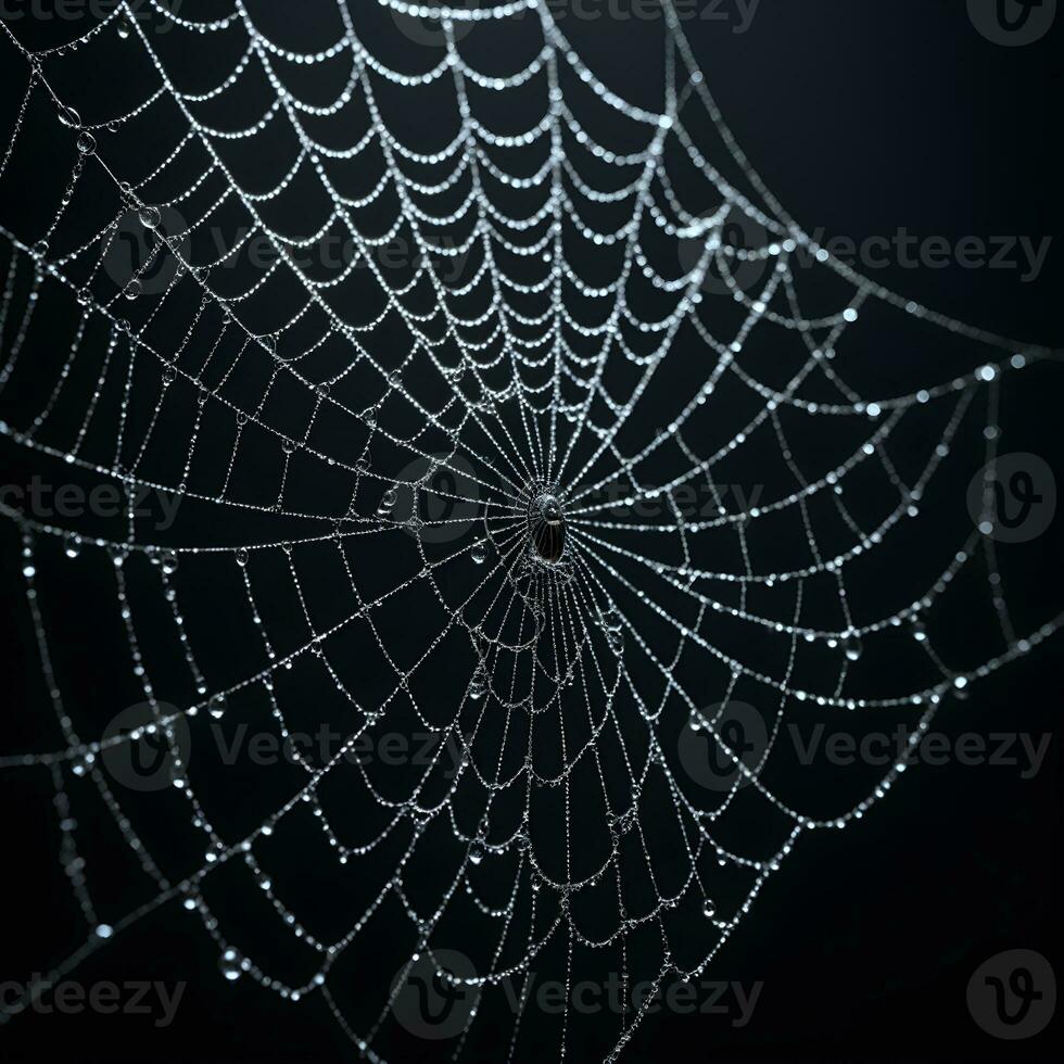 AI generated Spider Web Isolated in Black Background Ai Generative photo