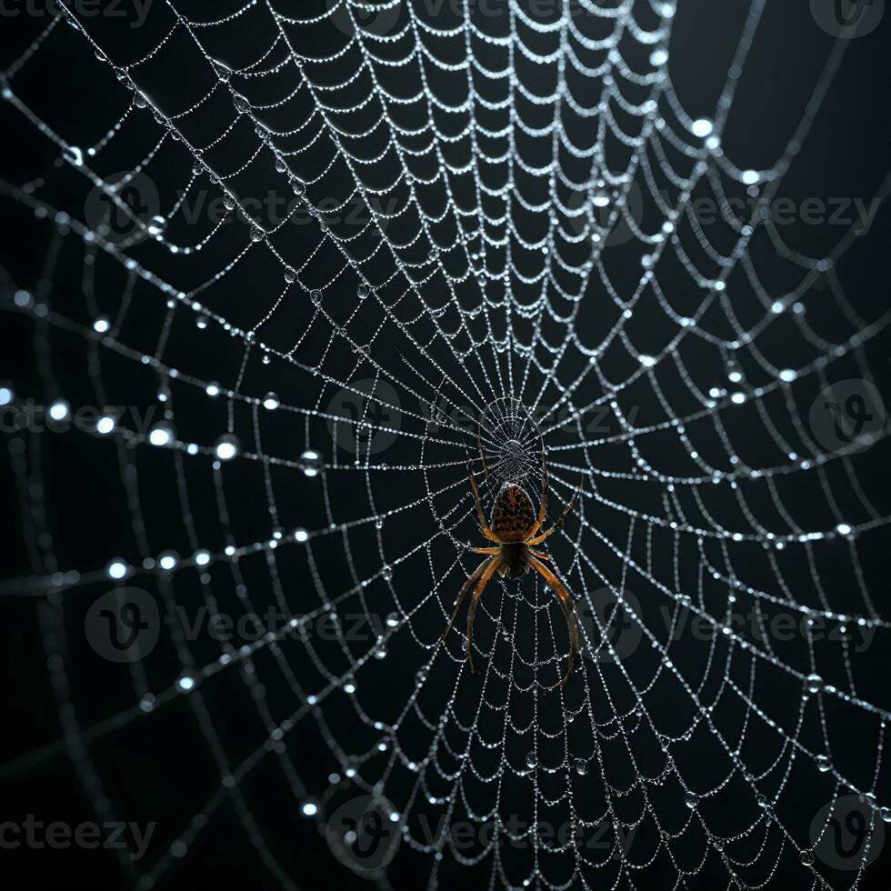 ai generado araña web aislado en negro antecedentes ai generativo foto