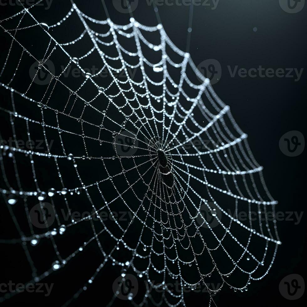 AI generated Spider Web Isolated in Black Background Ai Generative photo