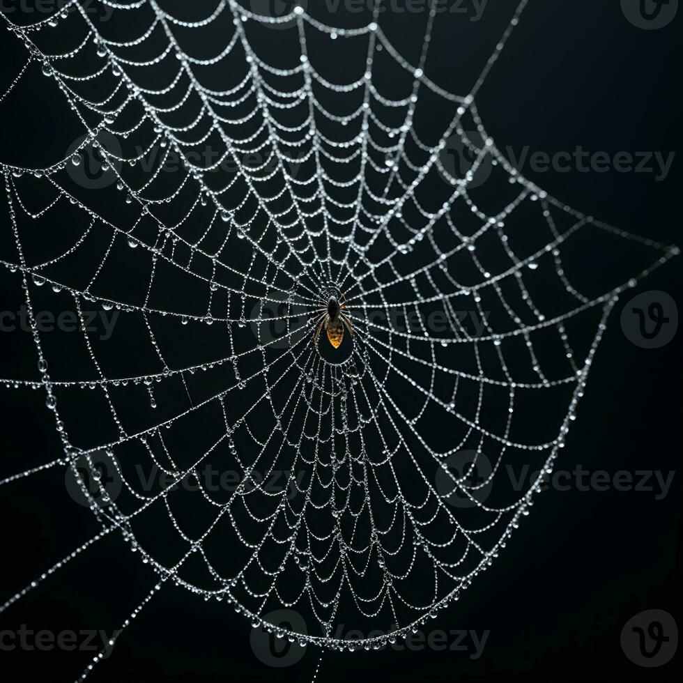 AI generated Spider Web Isolated in Black Background Ai Generative photo