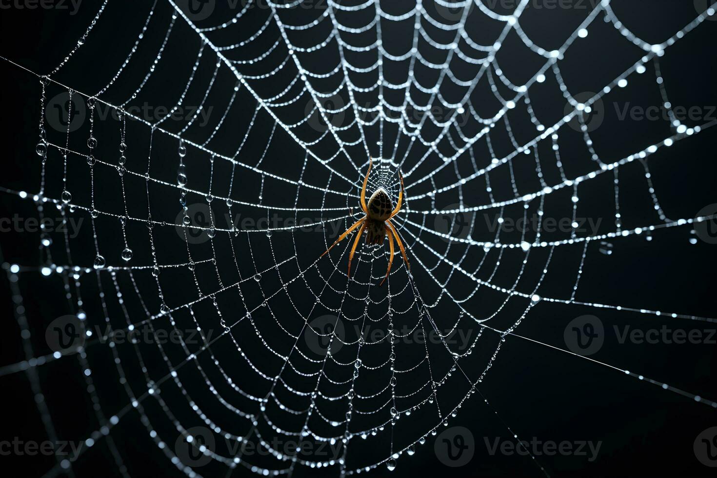 AI generated Spider Web Isolated in Black Background Ai Generative photo