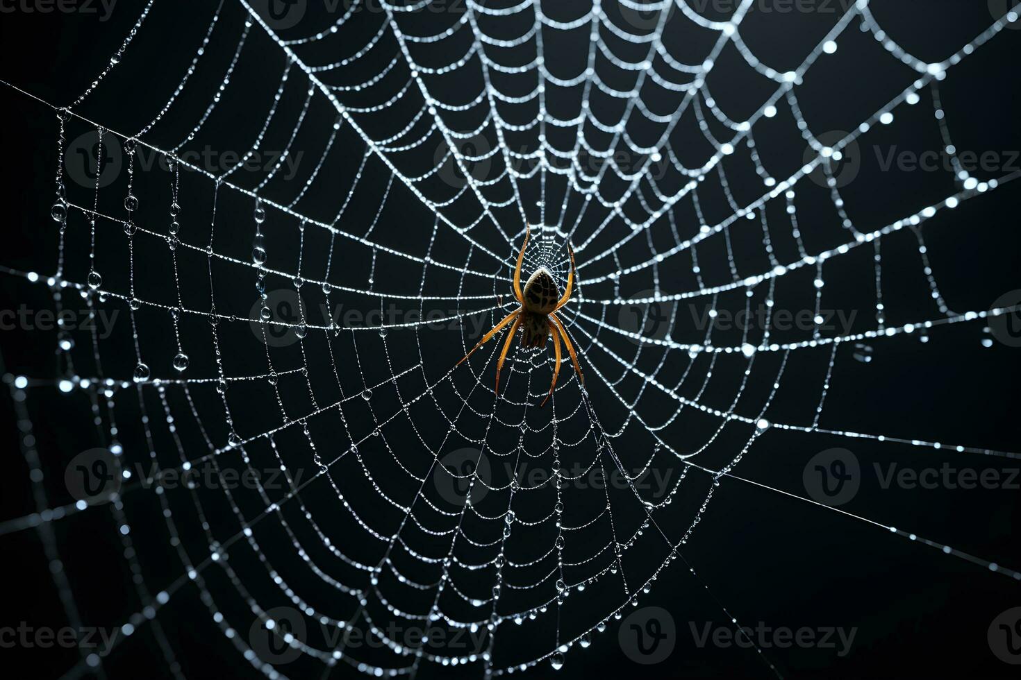 ai generado araña web aislado en negro antecedentes ai generativo foto