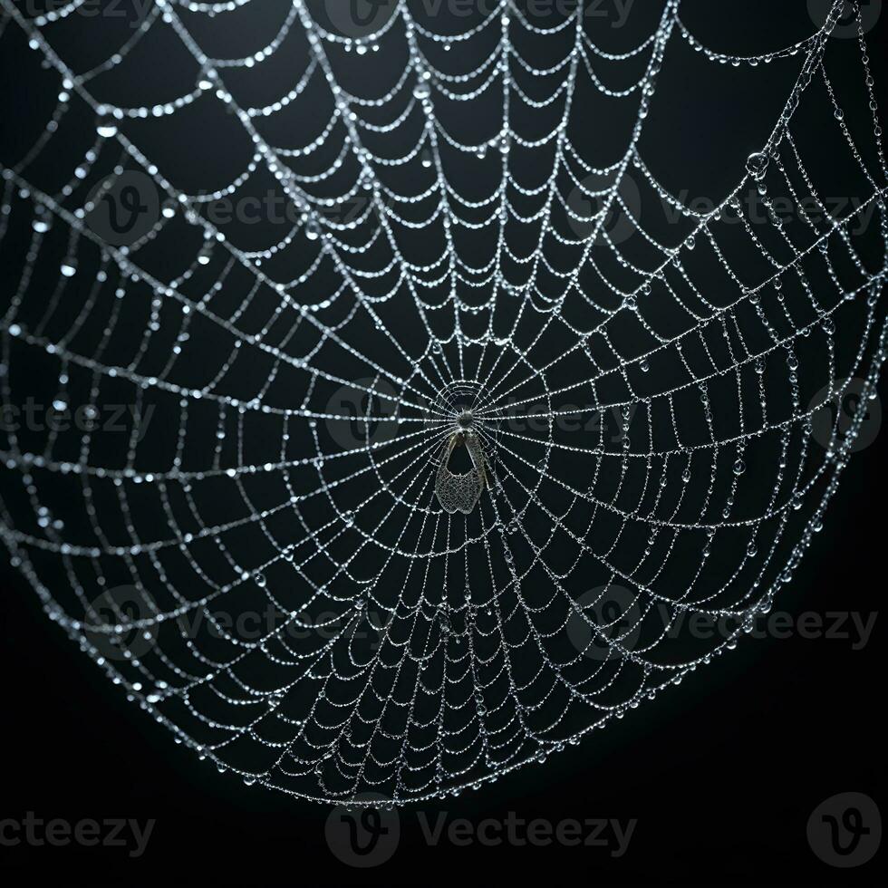 AI generated Spider Web Isolated in Black Background Ai Generative photo