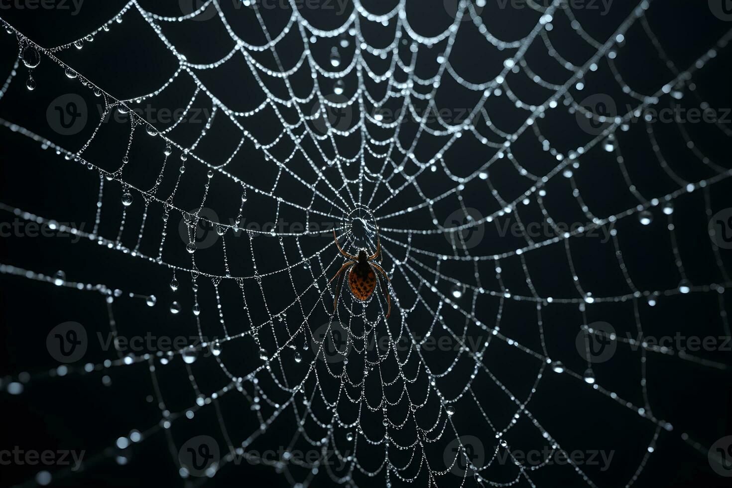 AI generated Spider Web Isolated in Black Background Ai Generative photo