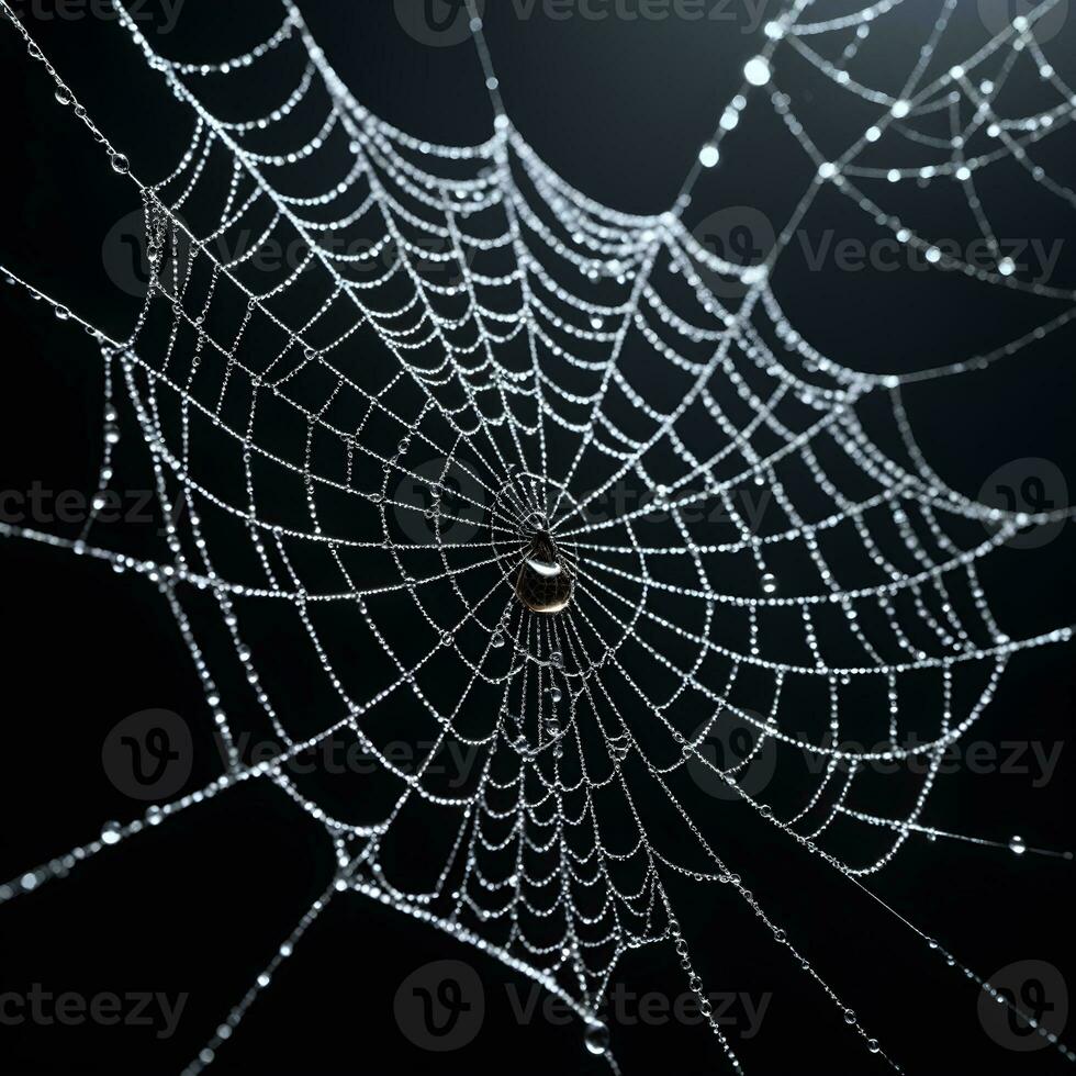AI generated Spider Web Isolated in Black Background Ai Generative photo