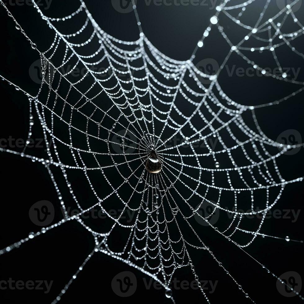 ai generado araña web aislado en negro antecedentes ai generativo foto