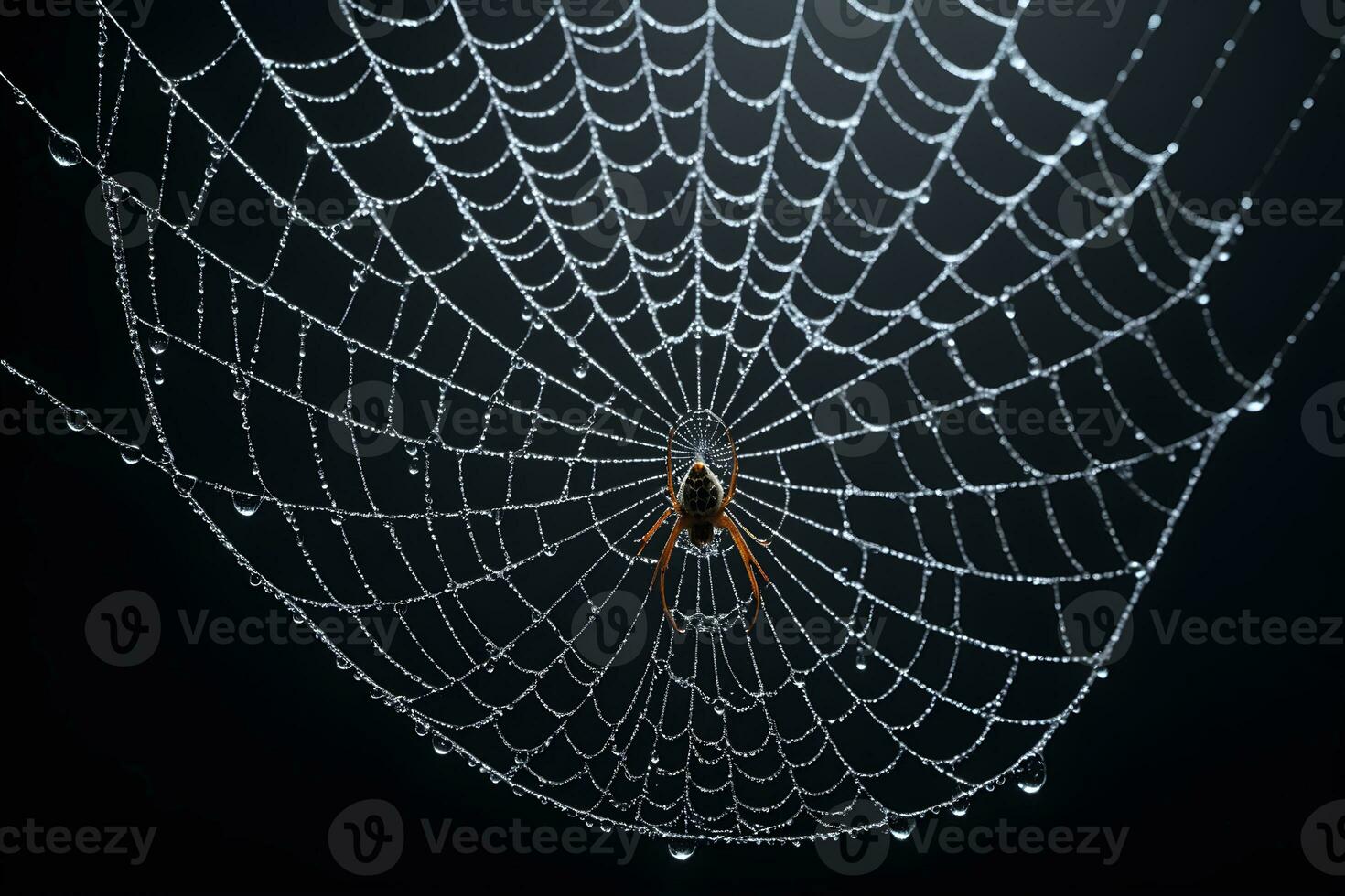 AI generated Spider Web Isolated in Black Background Ai Generative photo