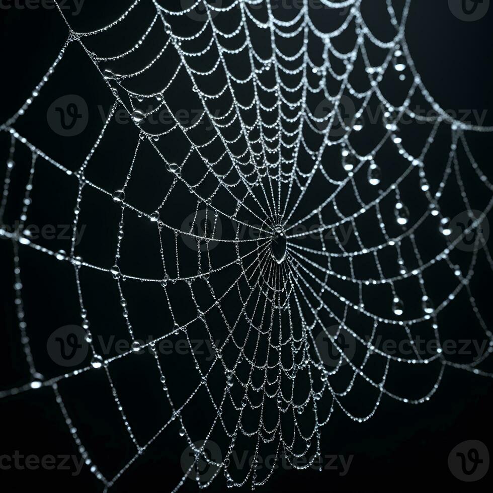 AI generated Spider Web Isolated in Black Background Ai Generative photo