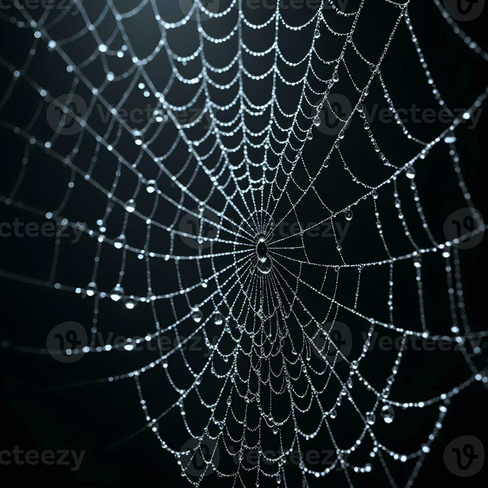 AI generated Spider Web Isolated in Black Background Ai Generative photo