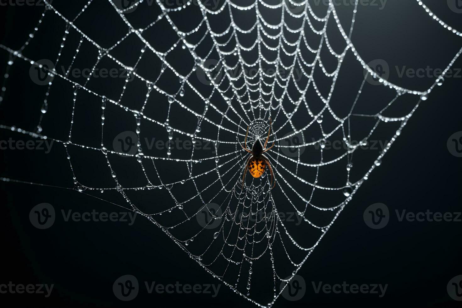 AI generated Spider Web Isolated in Black Background Ai Generative photo