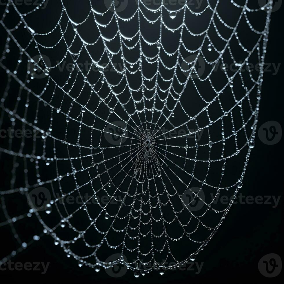 AI generated Spider Web Isolated in Black Background Ai Generative photo