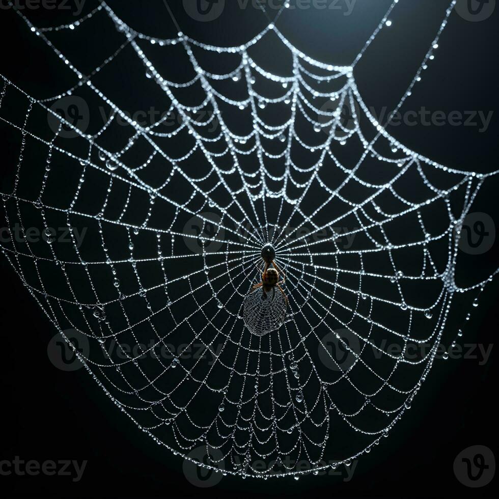 AI generated Spider Web Isolated in Black Background Ai Generative photo