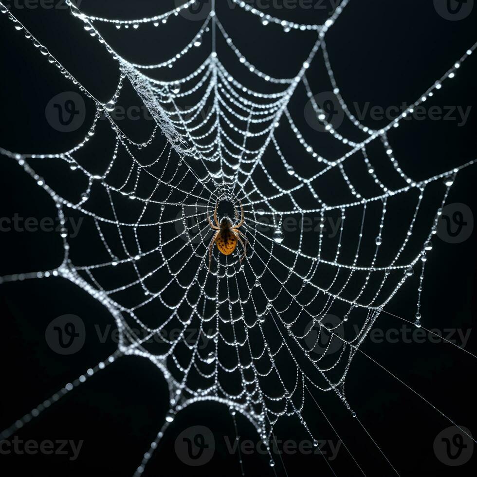 AI generated Spider Web Isolated in Black Background Ai Generative photo