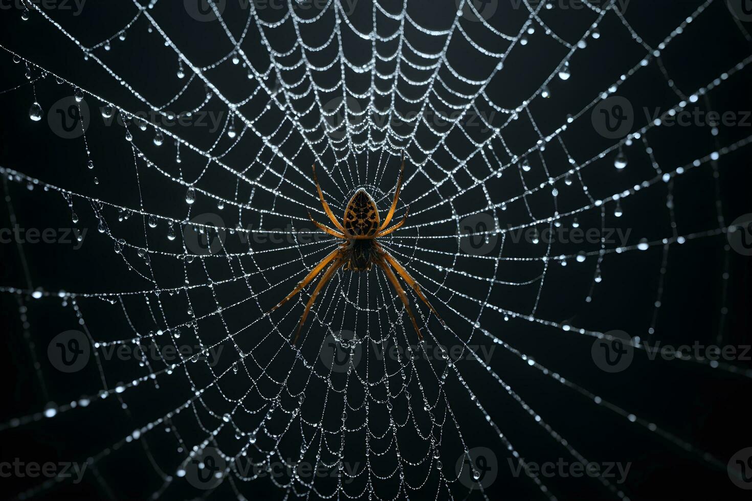 AI generated Spider Web Isolated in Black Background Ai Generative photo