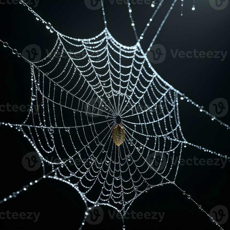 AI generated Spider Web Isolated in Black Background Ai Generative photo
