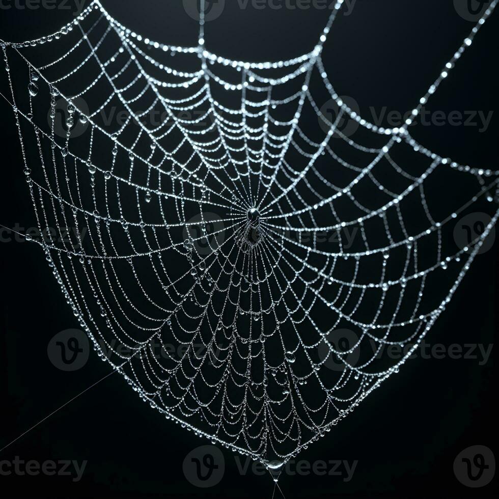 AI generated Spider Web Isolated in Black Background Ai Generative photo