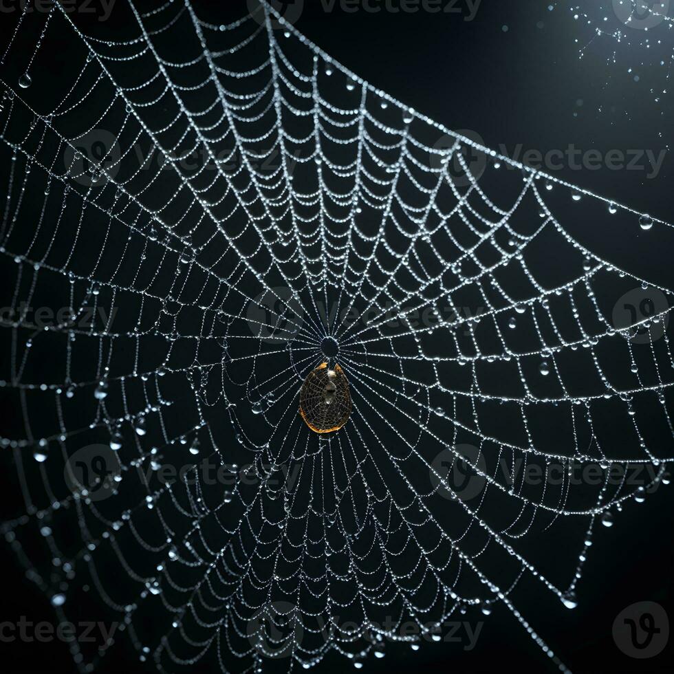 AI generated Spider Web Isolated in Black Background Ai Generative photo
