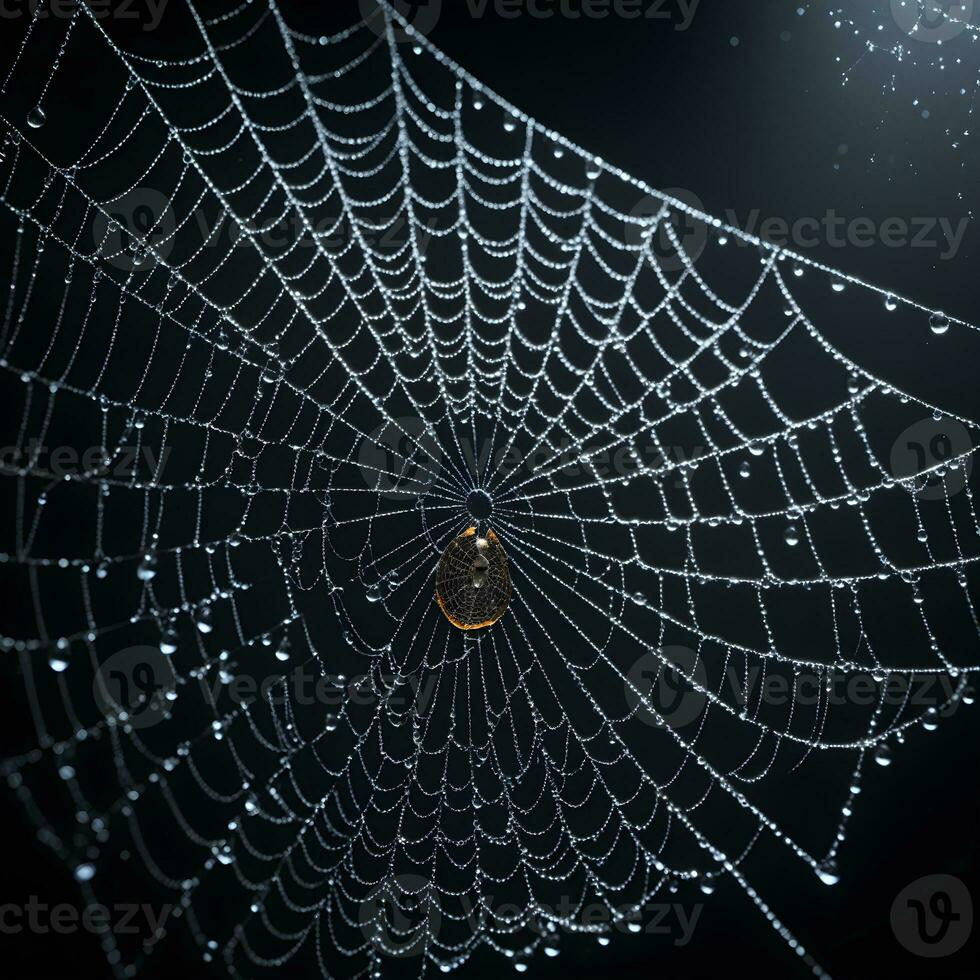 ai generado araña web aislado en negro antecedentes ai generativo foto