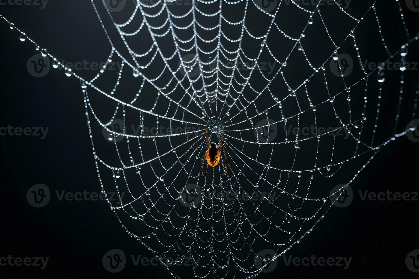 AI generated Spider Web Isolated in Black Background Ai Generative photo