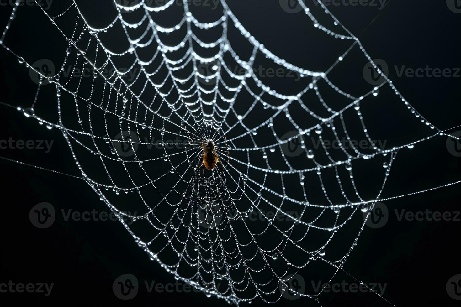 AI generated Spider Web Isolated in Black Background Ai Generative photo