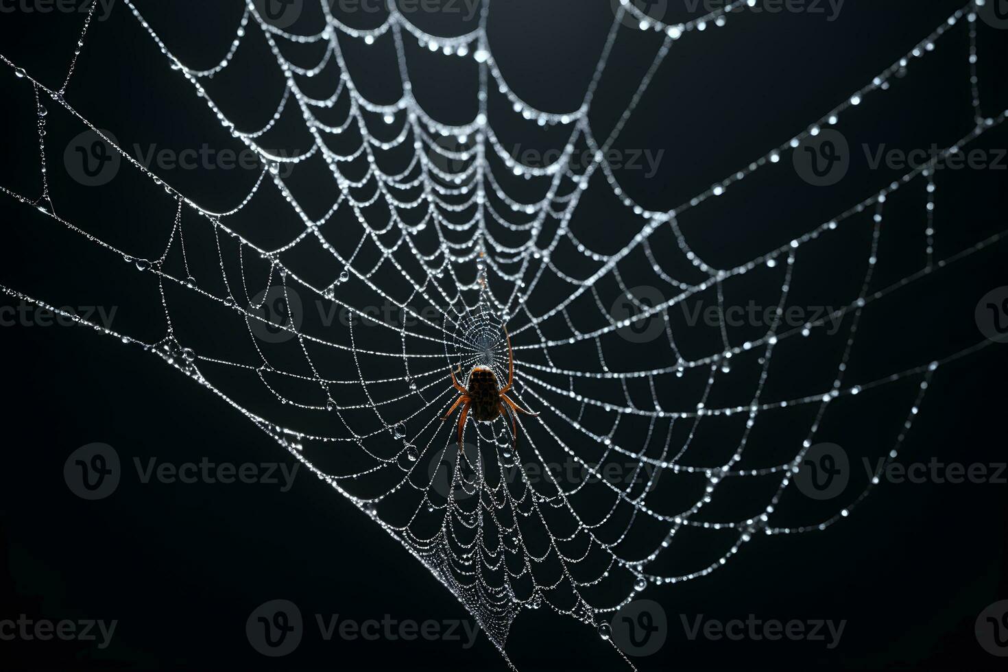 AI generated Spider Web Isolated in Black Background Ai Generative photo