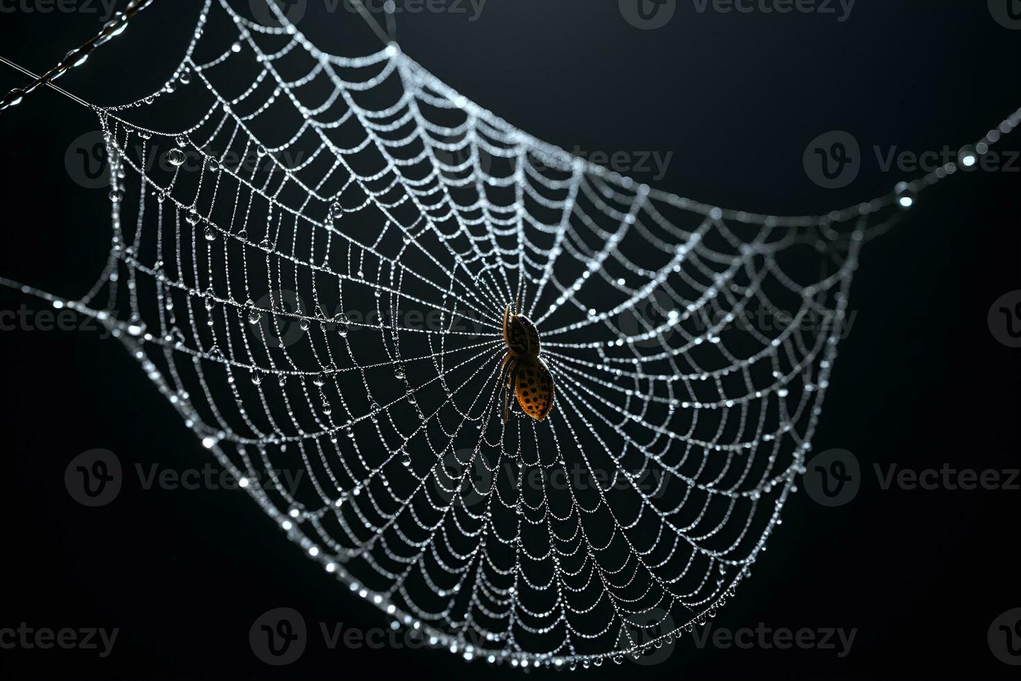 AI generated Spider Web Isolated in Black Background Ai Generative photo