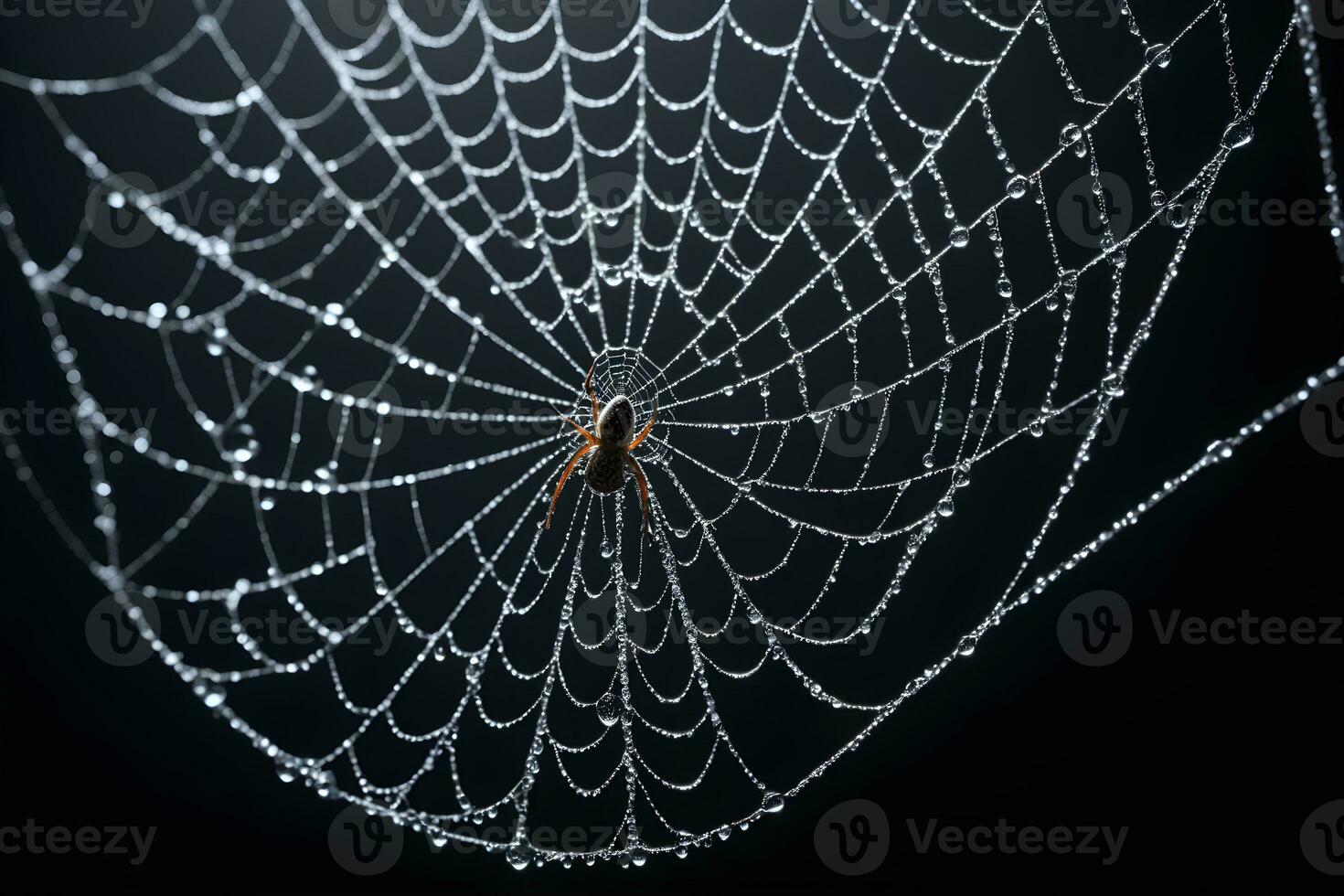 AI generated Spider Web Isolated in Black Background Ai Generative photo