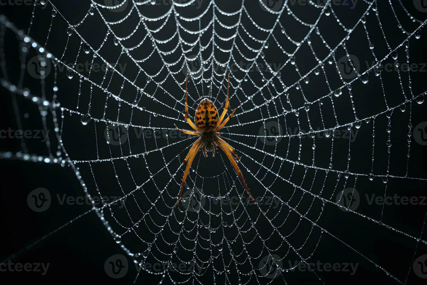 AI generated Spider Web Isolated in Black Background Ai Generative photo