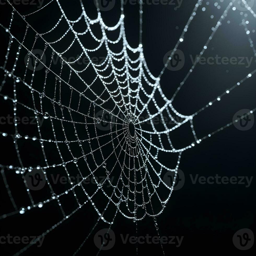 AI generated Spider Web Isolated in Black Background Ai Generative photo