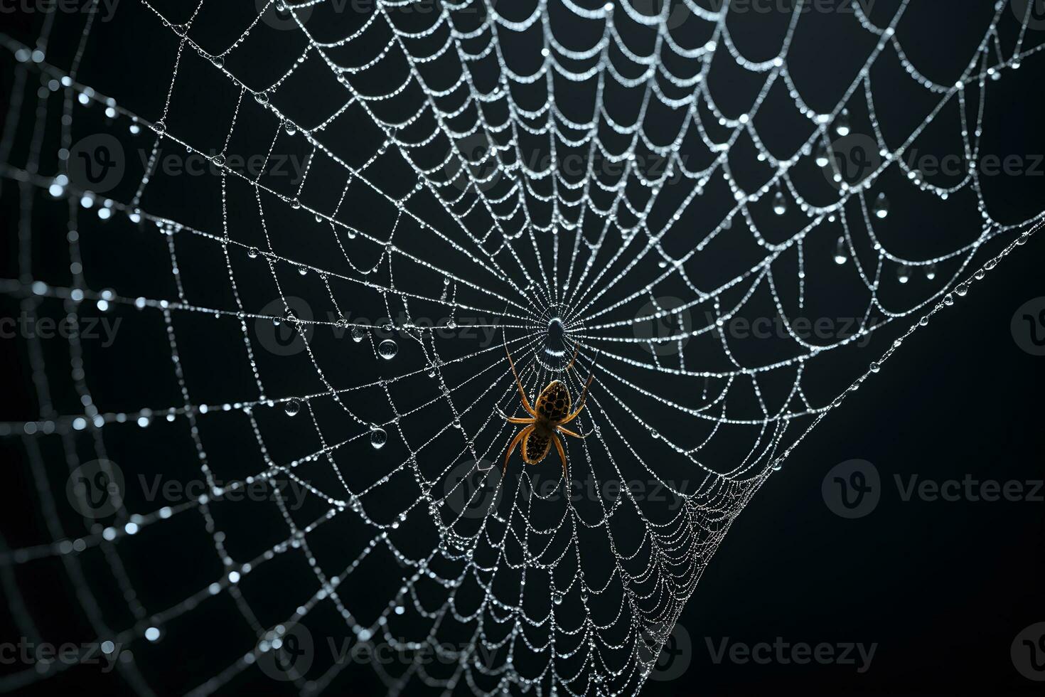 AI generated Spider Web Isolated in Black Background Ai Generative photo