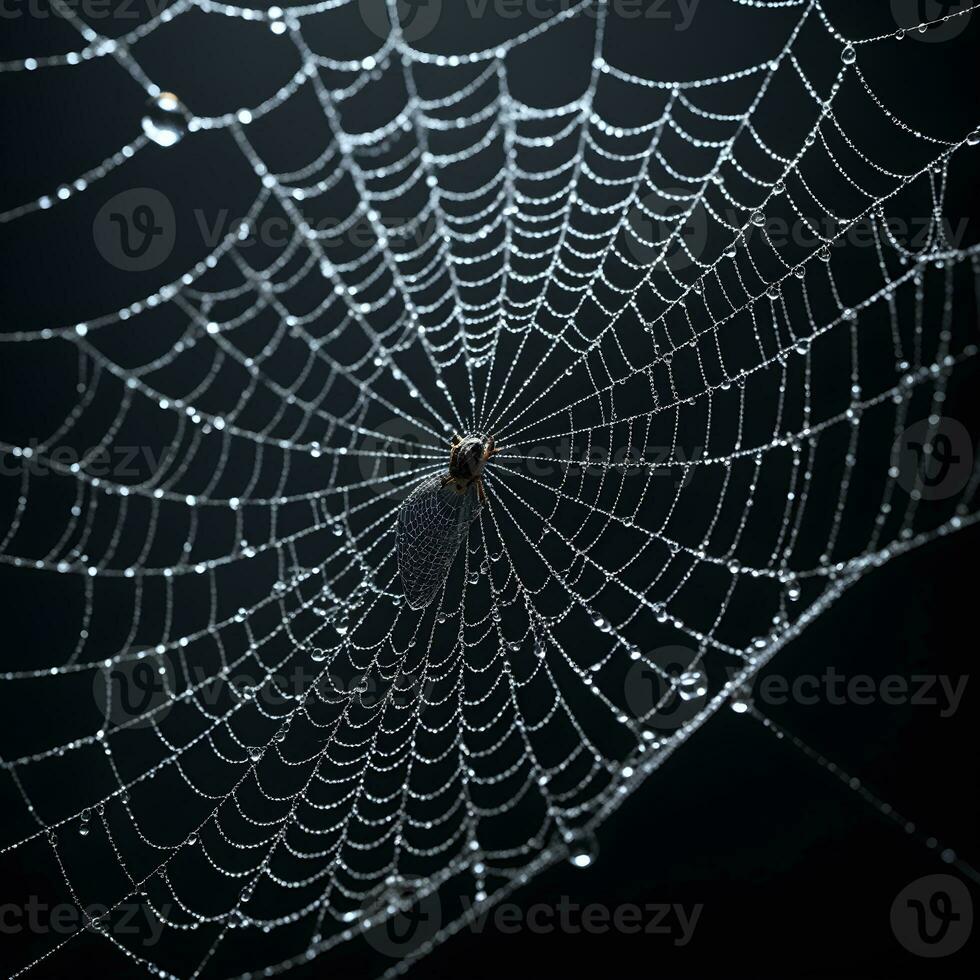AI generated Spider Web Isolated in Black Background Ai Generative photo