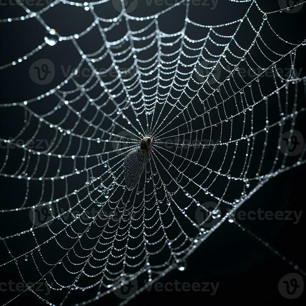 ai generado araña web aislado en negro antecedentes ai generativo foto