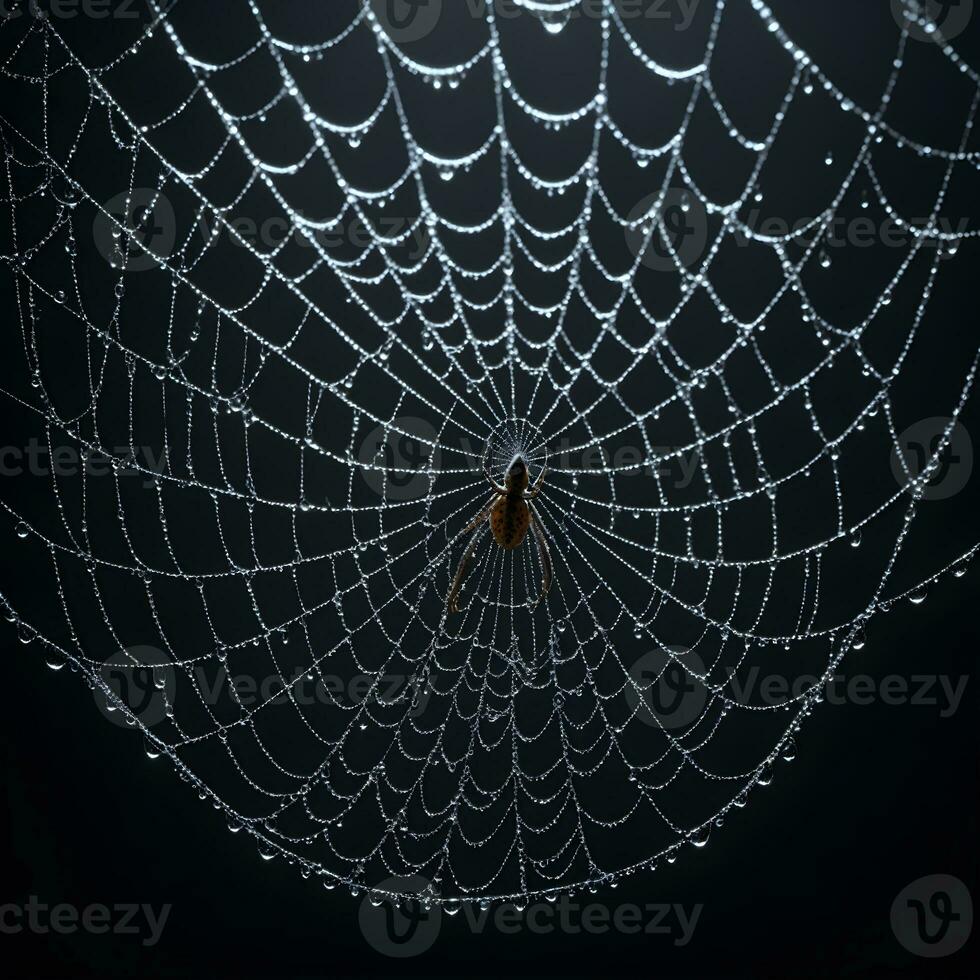 AI generated Spider Web Isolated in Black Background Ai Generative photo