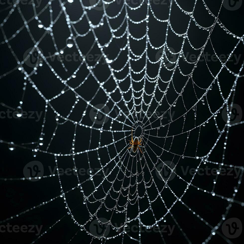 AI generated Spider Web Isolated in Black Background Ai Generative photo