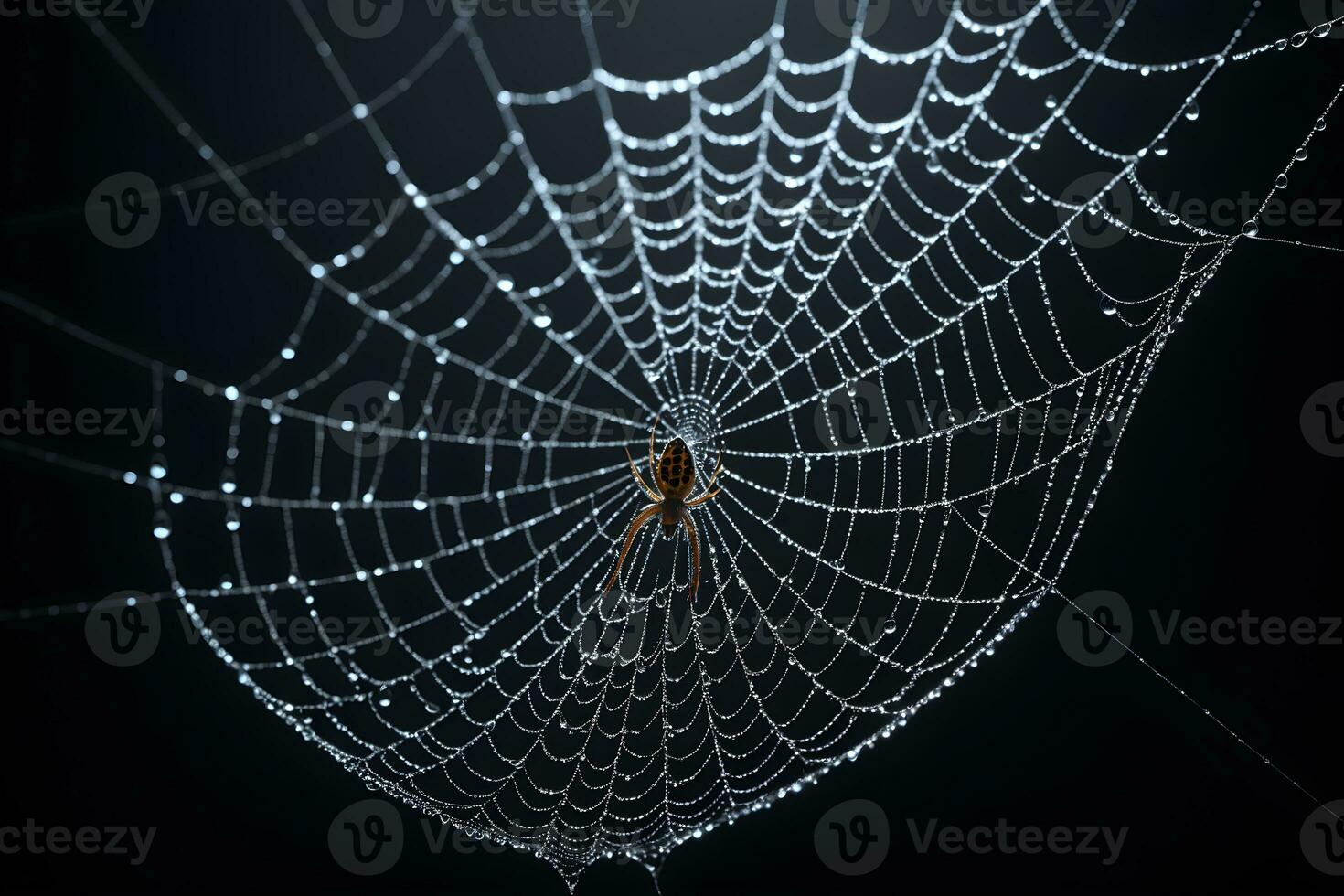 AI generated Spider Web Isolated in Black Background Ai Generative photo