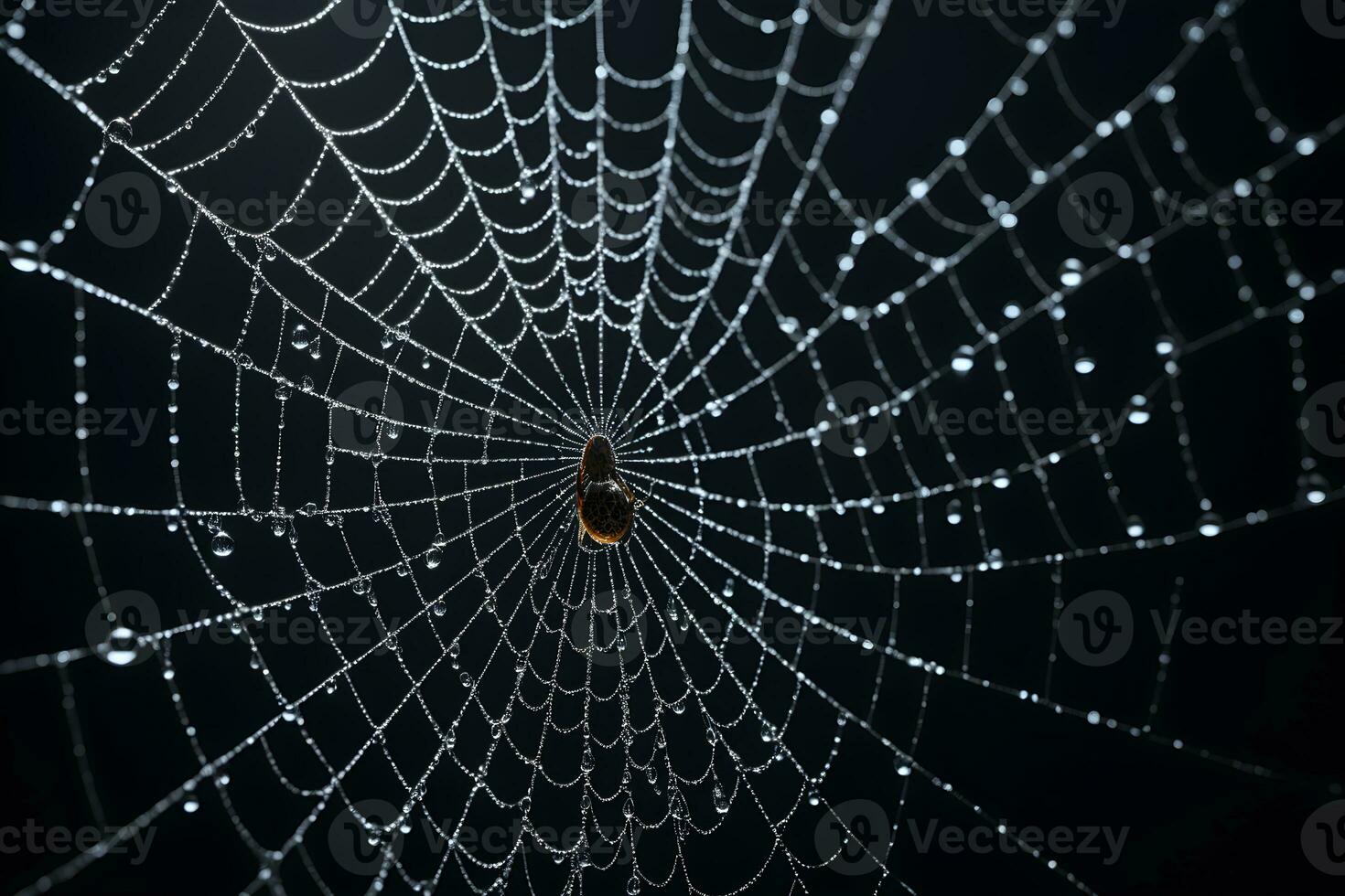 AI generated Spider Web Isolated in Black Background Ai Generative photo