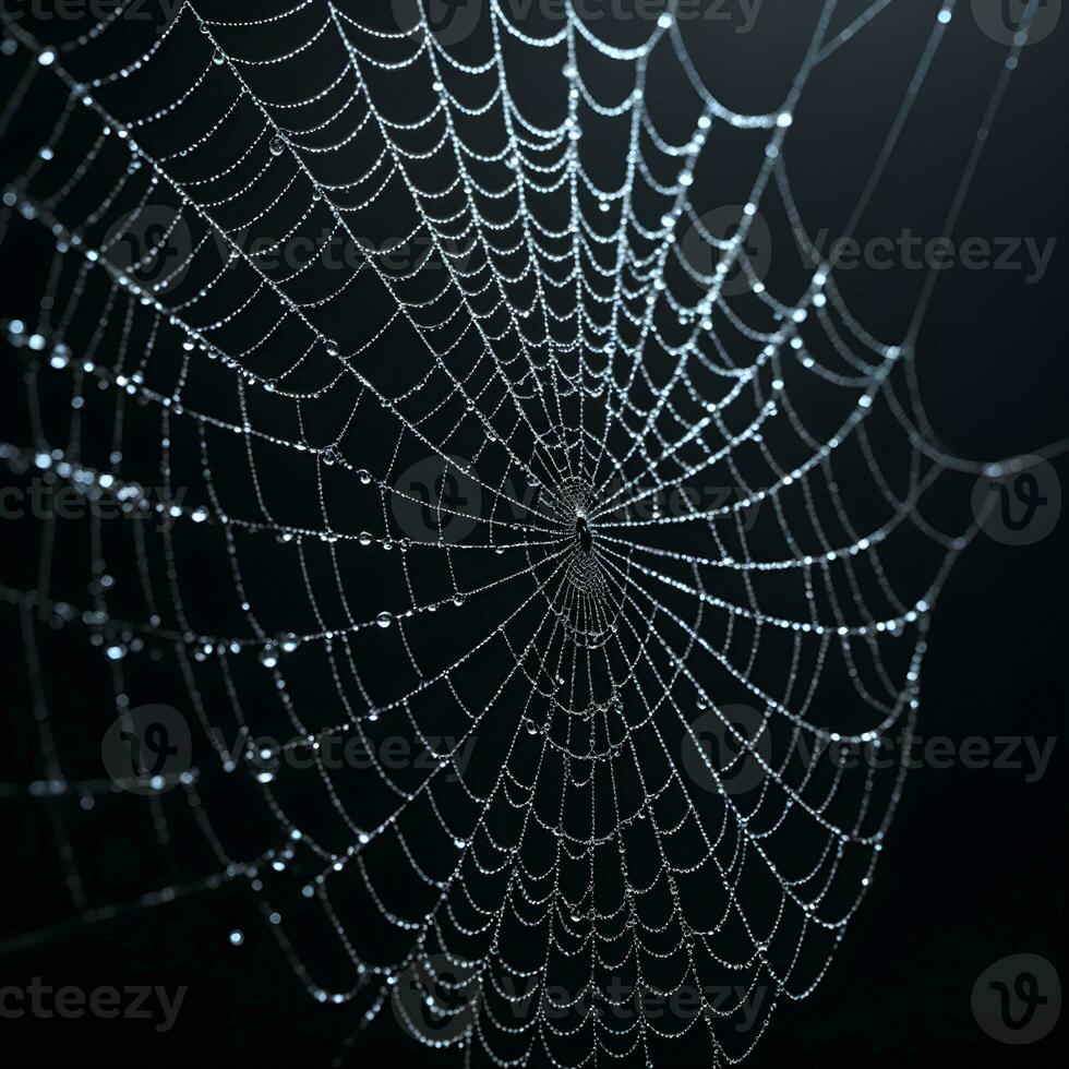AI generated Spider Web Isolated in Black Background Ai Generative photo