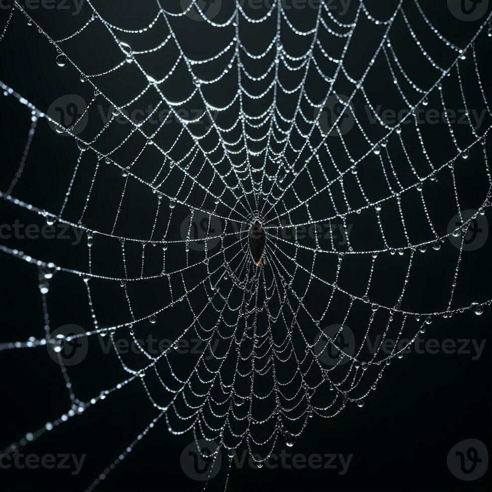 AI generated Spider Web Isolated in Black Background Ai Generative photo