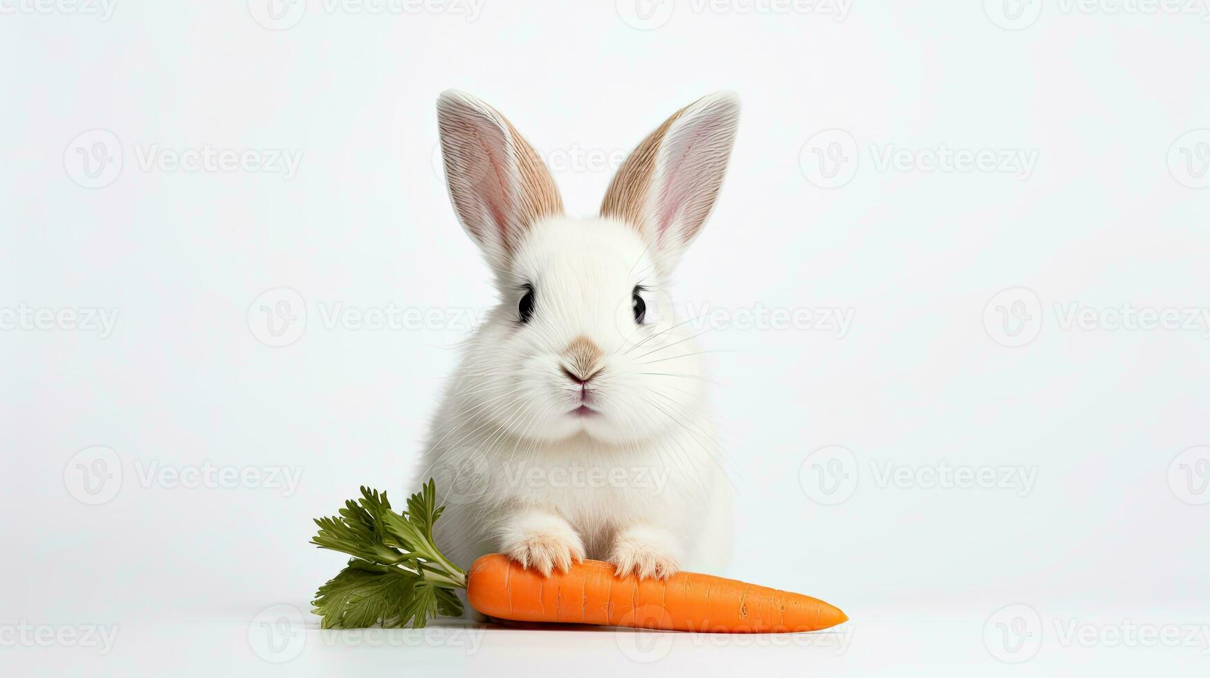 AI generated Easter greeting card with cute bunnies, bouquet of peonies, candles, Easter eggs. AI generated illustration. photo
