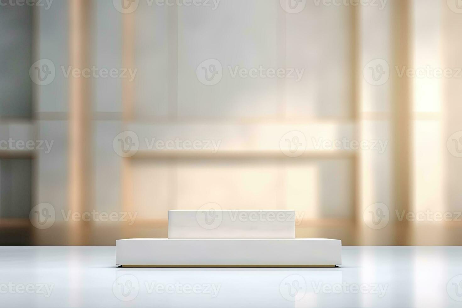 AI generated abstract geometric forms. podium for your design. photo