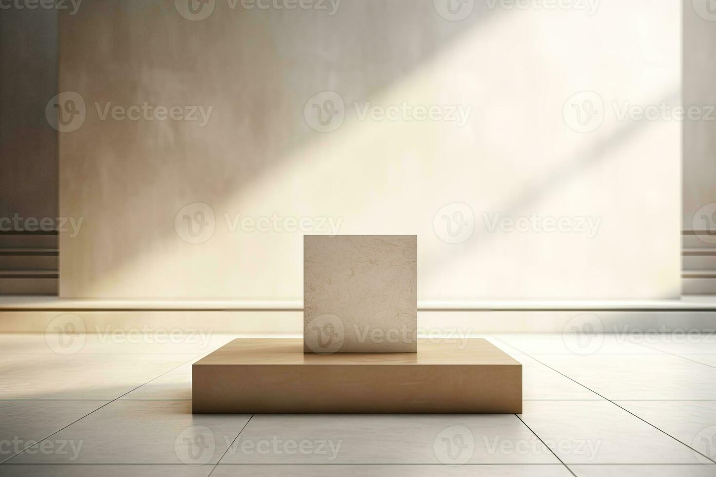 AI generated abstract geometric forms. podium for your design. photo