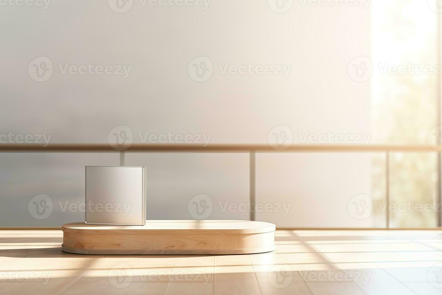 AI generated abstract geometric forms. podium for your design. photo
