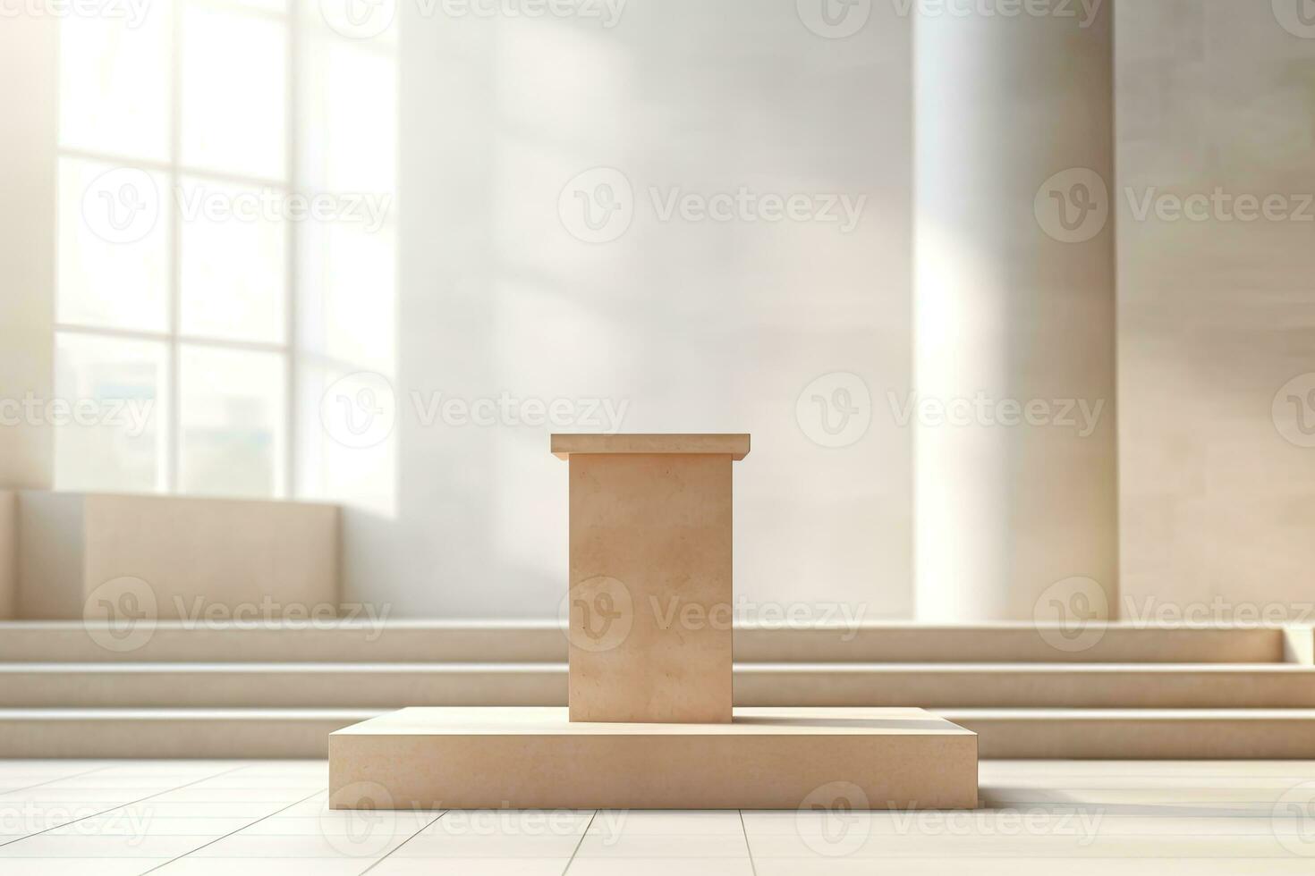 AI generated abstract geometric forms. podium for your design. photo