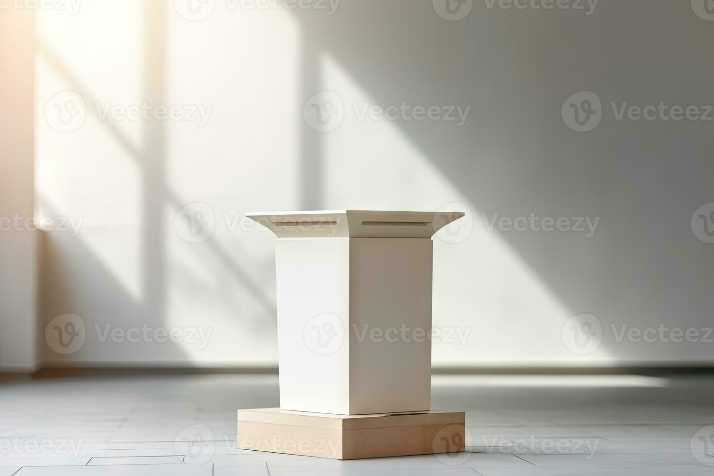 AI generated abstract geometric forms. podium for your design. photo